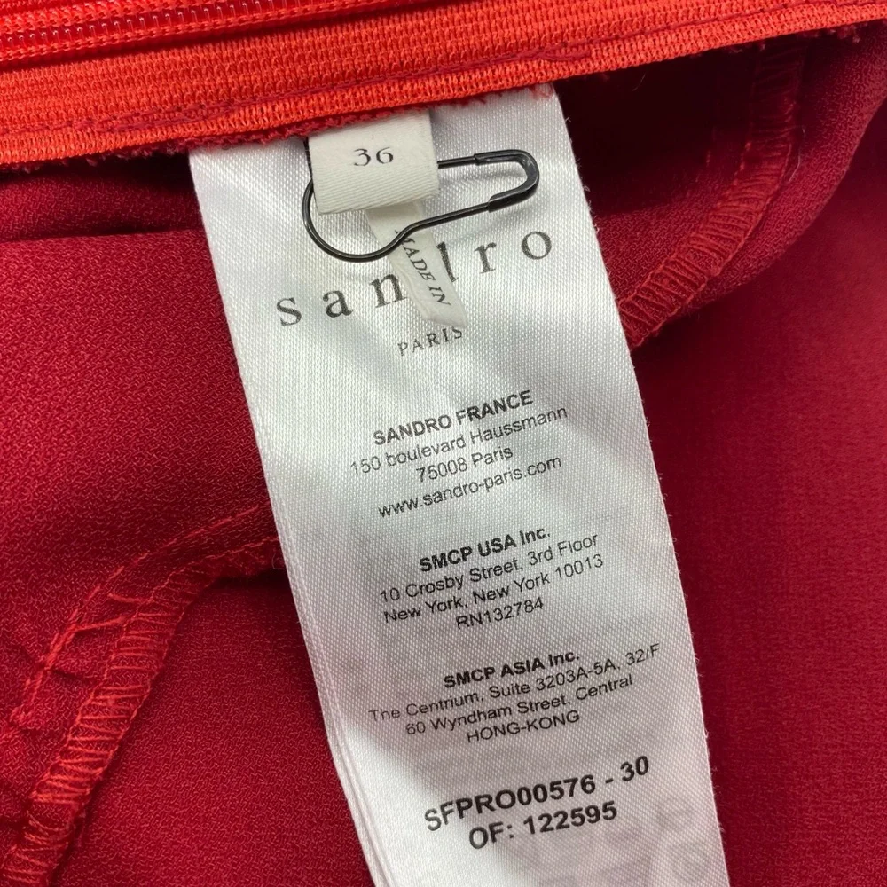 Sandro Red Leana Wrap-effect Satin-crepe Mini Dress 36 = US XS New - Picture 15 of 16